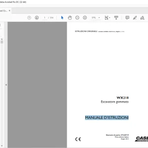 Case WX218 Escavatore gommato MANUALE D’ISTRUZIONI 47440715 - PDF DOWNLOAD (Italian)