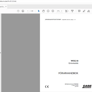 Case WX218 Grävmaskin FÖRARHANDBOK Manual 47485206 - PDF DOWNLOAD (SWEDISH)