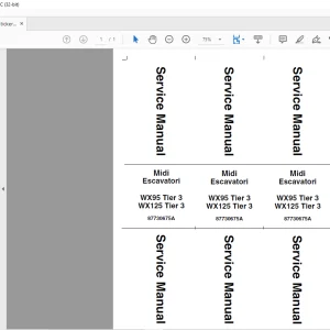 Case WX95 Tier 3 WX125 Tier 3 Midi Escavatori Service Manual 87730675A - PDF DOWNLOAD (Italian)