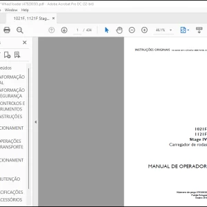 Case Wheel Loader 1021F 1121F Stage IV Carregador de rodas MANUAL DE OPERADOR(47920030) - PDF DOWNNLOAD (Portuguese)