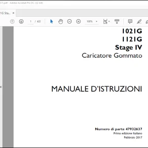 Case Wheel Loader 1021G 1121G Stage IV Caricatore Gommato MANUALE D’ISTRUZIONI(47932637) - PDF DOWNLOAD (Italian)