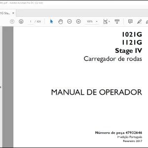 Case Wheel Loader 1021G 1121G Stage IV Carregador de rodas MANUAL DE OPERADOR(47932646) -  PDF DOWNLOAD (Portuguese)