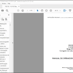 Case Wheel Loader 1021G 1121G Stage IV Carregador de rodas MANUAL DE OPERADOR(51576101) - PDF DOWNLOAD (Portuguese)