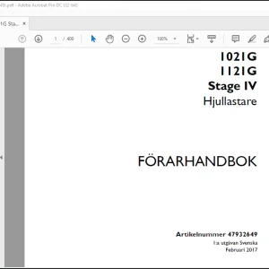 Case Wheel Loader 1021G 1121G Stage IV Hjullastare FÖRARHANDBOK Manual(47932649)-PDF DOWNLOAD (Swedish)