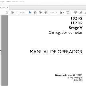 Case Wheel Loader 1021G 1121G Stage V Carregador de rodas Manual de Operador(48122295)  - PDF DOWNLOAD (Portuguese)