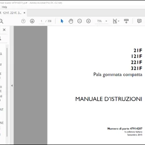 Case Wheel Loader 21F 121F 221F 321F Pala gommata compatta MANUALE D’ISTRUZIONI(47914207) -  PDF DOWNLOAD (Italian)