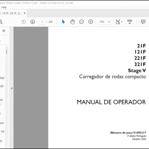 Case Wheel Loader 21F 121F 221F 321F Stage IIIB Carregador de rodas compacto MANUAL DE OPERADOR(51695217)  - PDF DOWNLOAD (Portuguese)