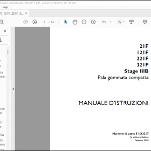 Case Wheel Loader 21F 121F 221F 321F Stage IIIB Pala gommata compatta MANUALE D’ISTRUZIONI(51443217) - PDF DOWNLOAD (Italian)