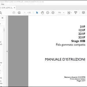 Case Wheel Loader 21F 121F 221F 321F Stage IIIB Pala gommata compatta MANUALE D’ISTRUZIONI(51519790)  -   PDF DOWNLOAD (Italian)