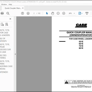 Case Wheel Loader 521E 621E 721E 821E QUICK COUPLER (OWNER/OPERATOR)MANUAL (87493852 )_EN_FR_ES - PDF DOWNLOAD