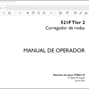 Case Wheel Loader 521F Tier 2 Carregador de rodas MANUAL DE OPERADOR(47560110) - PDF DOWNLOAD (Portuguese)