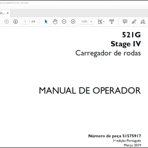 Case Wheel Loader 521G Stage IV Carregador de rodas Manual do Operador(51575917)  - PDF DOWNLOAD (Portuguese)