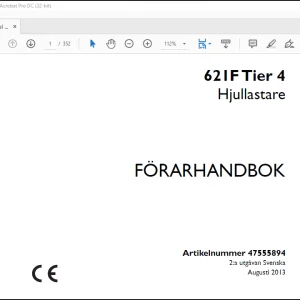 Case Wheel Loader 621F Tier 4 Hjullastare FÖRARHANDBOK Manual(47555894)-PDF DOWNLOAD (Swedish)