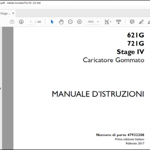 Case Wheel Loader 621G 721G Stage IV Caricatore Gommato MANUALE D’ISTRUZIONI(47932208)  - PDF DOWNLOAD (Italian)