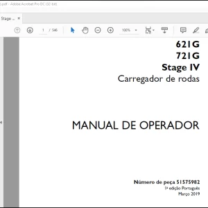 Case Wheel Loader 621G 721G Stage IV Carregador de rodas Manual de Operador(51575982)  -  PDF DOWNLOAD (PORTUGUESE)