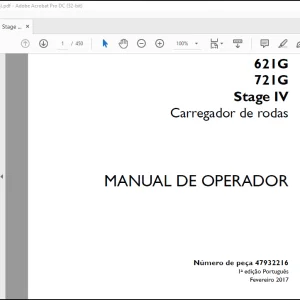 Case Wheel Loader 621G 721G Stage IV Carregador de rodas Manual de Reparações(47932216) -  PDF DOWNLOAD(Portuguese)
