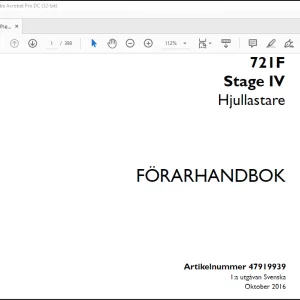 Case Wheel Loader 721F Stage IV Hjullastare FÖRARHANDBOK Manual(47919939)-PDF DOWNLOAD (Swedish)