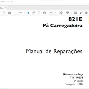 Case Wheel Loader 821E Pá Carregadeira Manual de Reparações(71114023B) -  PDF DOWNLOAD (Portuguese)
