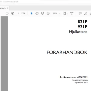 Case Wheel Loader 821F 921F Hjullastare FÖRARHANDBOK Manual(47687699)-PDF DOWNLOAD (Swedish)