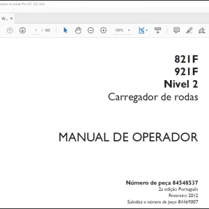 Case Wheel Loader 821F 921F Nivel 2 Carregador de rodas MANUAL DE OPERADOR(84548537)  - PDF DOWNLOAD (Portuguese)