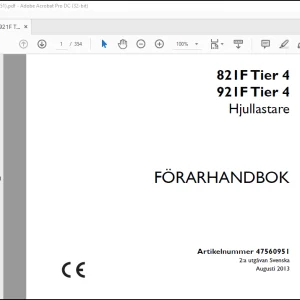Case Wheel Loader 821F Tier 4 921F Tier 4 Hjullastare FÖRARHANDBOK Manual(47560951)-PDF DOWNLOAD (Swedish)