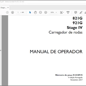 Case Wheel Loader 821G 921G Stage IV Carregador de rodas Manual de Operador(51418915)  - PDF DOWNLOAD (Portuguese)