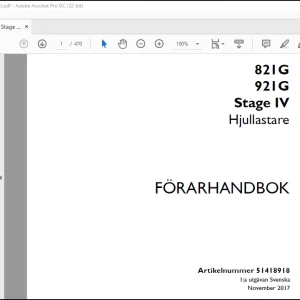 Case Wheel Loader 821G 921G Stage IV FÖRARHANDBOK Manual(51418918)-PDF DOWNLOAD (Swedish)