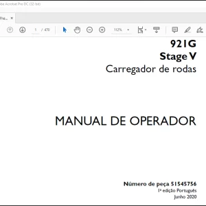 Case Wheel Loader 921G Stage V Carregador de rodas Manual de Operador(51545756)  - PDF DOWNLOAD (Portuguese)