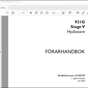 Case Wheel Loader 921G Stage V Hjullastare FÖRARHANDBOK Manual(51545759)-PDF DOWNLOAD (Swedish)