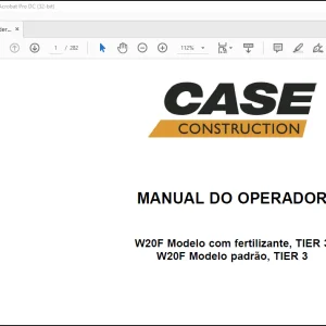 Case Wheel Loader W20F MANUAL DO OPERADOR(47889407)  -  PDF DOWNLOAD (PORTUGUESE)