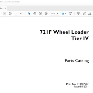 Case wheel Loader 721F Wheel Loader Tier IV Parts Catalog Manual(84368796F)  -  PDF DOWNLOAD