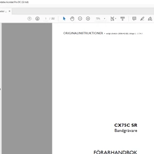 Case CX75C SR Bandgrävare FÖRARHANDBOK Manual 51464200 - PDF DOWNLOAD (SWEDISH)