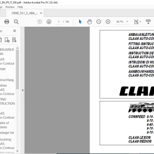 Claas Auto-Contour CONSPEED 8-75 FC  8-75 F 8-70 FC  8-70 F 6-80 FC  6-80 F 6-75 FC  6-75 F 6-70 FC  6-70 F FITTING INSTRUCTIONS MANUAL_DE_EN_FR_IT