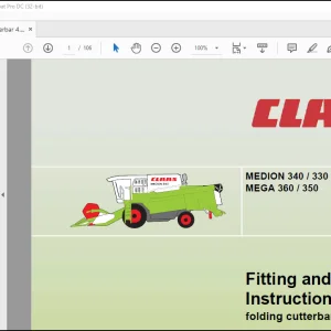 Claas Combine MEDION 330/310 DOMINATOR 204/203 MEGA DOMINATOR VX 3rd cutterbar cylinder Fitting and Operating Instructions Manual_DE_EN_FR