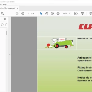 Claas Combine MEDION 340 / 330 / 320 / 310 Chaff Spreader Fitting Instructions Manual_DE_EN_FR - PDF DOWNLOAD