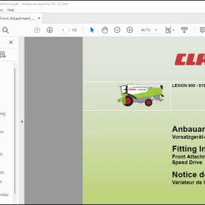 Claas Combines LEXION 600 - 510 Front Attachment Variable Speed Drive Fitting Instructions Manual_DE_FR_EN - PDF DOWNLOAD