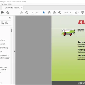 Claas Combines LEXION 600 - 510 LEXION 480 - 410 Grainmeter  Returns Meter Fitting Instruction Manual FR DE EN - PDF DOWNLOAD
