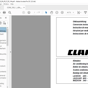 Claas LEXION 485 - 405 JAGUAR 900 - 830 MEDION 340 - 310 Air conditioning box Conversion instruction Manual_DE_EN_FR_IT - PDF DOWNLOAD