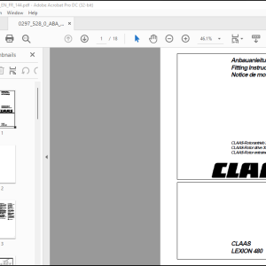 Claas Lexion 480 CLAAS-Rotor Drive 300 RPM Fitting Instructions Manual ...