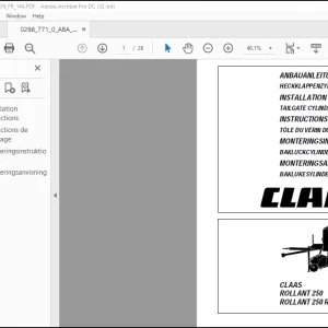 Claas ROLLANT 250 250 ROTO CUT TAILGATE CYLINDER PLATE INSTALLATION Instructions Manual_DE_FR_EN_IT - PDF DOWNLOAD
