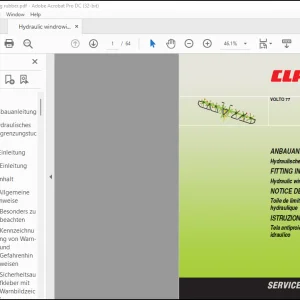 Claas Tedders VOLTO 77 Hydraulic windrowing rubber Fitting Instruction Manual_DE_EN_FR -  PDF DOWNLOAD