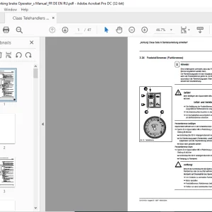 Claas Telehandlers Parking brake Operator_s Manual_FR DE EN RU - PDF DOWNLOAD