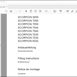 Claas Telehandlers SCORPION 9055 7055 7050 7044 7040 7035 7030 6030 Rotating beacon Fitting Instructions Manual_DE_FR_EN  - PDF DOWNLOAD