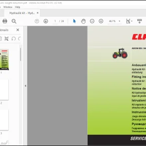 Claas Tractor AXION 850  840  830  820  810 GPS PILOT Hydraulik kit - Hydraulic weight reduction Fitting Instructions Manual_DE_FR_EN - PDF DOWNLOAD