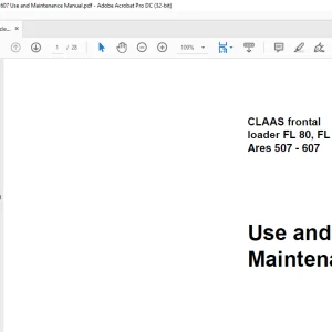 Claas Tractor Loader FL 80 FL 100 FL 120 Ares 507-607 Use and Maintenance Manual  - PDF DOWNLOAD