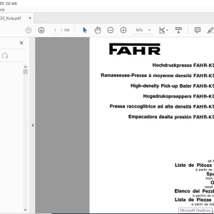 Deutz Fahr High-density Pick-up Baler FAHR-KOLA Rivale 30 Spare Parts List Manual - PDF DOWNLOAD