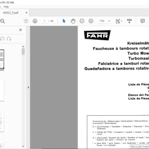 Deutz Fahr Turbo Mower KM 22 F Spare Parts List Manual - PDF DOWNLOAD