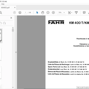 Deutz Fahr Turbo Mowers KM 400 T KM 400 TC Spare Parts List Manual - PDF DOWNLOAD