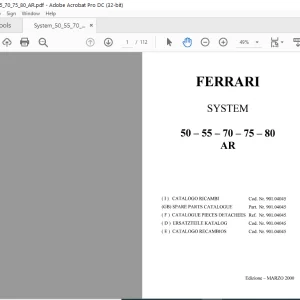 Ferrari System 50 55 70 75 80 AR Parts Catalog Manual - PDF DOWNLOAD