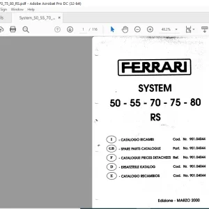 Ferrari System 50 55 70 75 80 RS Spare Parts Catalogue Manual - PDF DOWNLOAD